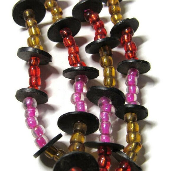 Multi-strand Necklace Boho Hippie Multi-Color Bead - Picture 2 of 6